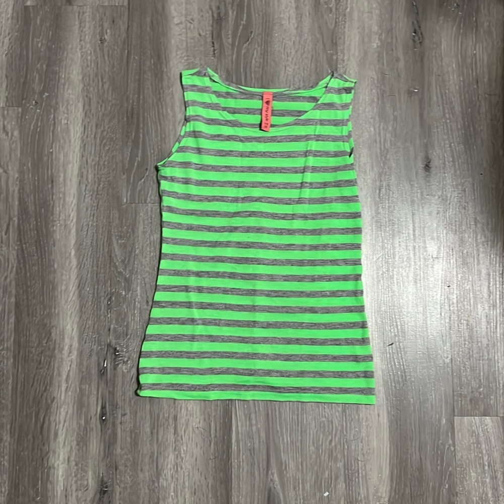 Women’s Green ad Gray striped tank top